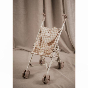 Прогулочная коляска для кукол Mrs. Ertha "Soft Squares", кремовая клетка виши